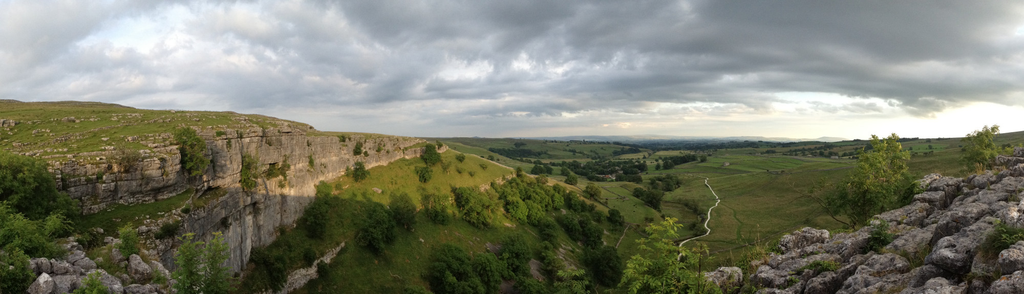 View from Malham across the rooftops of Craven towards Skipton